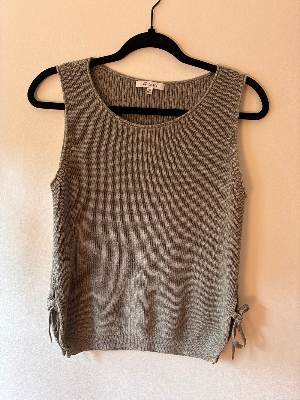 Madewell Olive Knit Sleeveless Tank with Side Ties